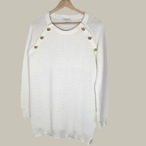 Seraphine Maternity Nursing Sweater XS Ivory Rib Knit Snap Shoulder Cotton Blend